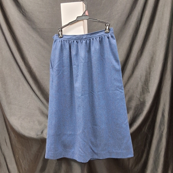 Evan Picone Blue Midi A-Line Skirt - Picture 13 of 14
